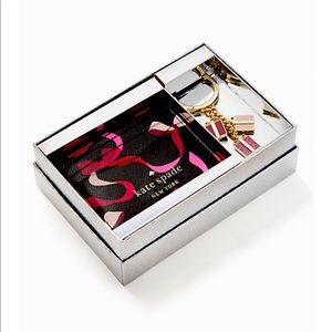 NIB Kate Spade ribbon Staci card holder and key chain bag charm boxed set